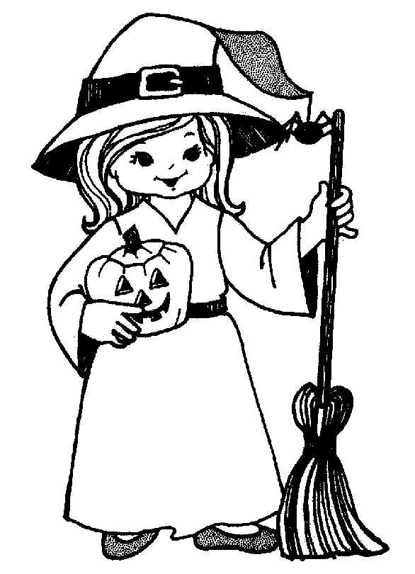 Halloween - Dia das Bruxas Desenhos Bruxa com Abobora para Colorir